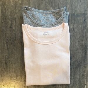 J. Crew Women’s Light Pink and Heather Gray Perfect Fit Tees